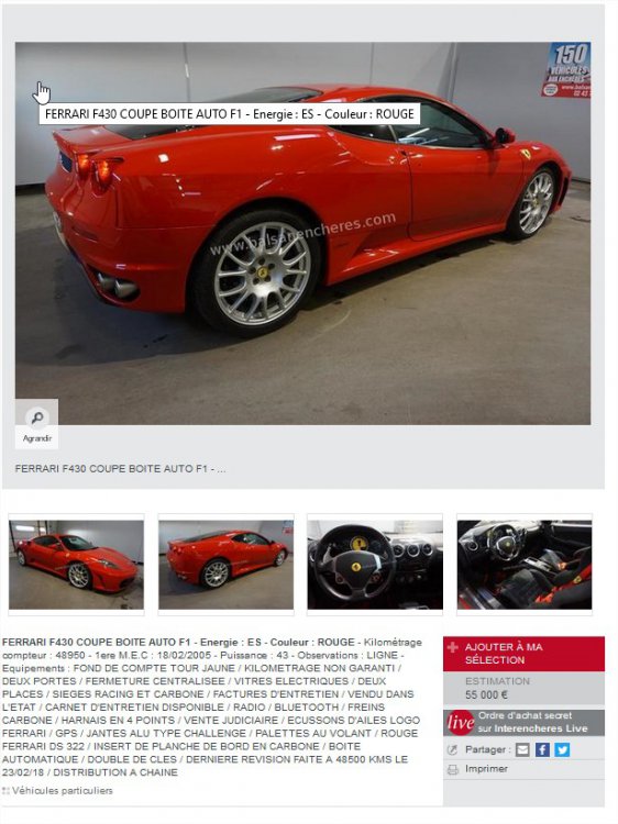 FERRARI F430 COUPE BOITE AUTO F1 - Energie  ES - Couleur  ROUGE chez Maître Marie-Line BALSAN, Commissaire-Priseur et BALSAN ENCHE_2.jpg