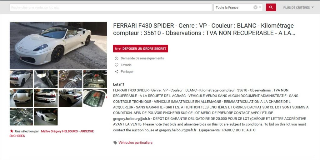 5d1b9f33c7f4d_FERRARIF430SPIDER-GenreVP-CouleurBLANC--21120376-1Interencheres.com-MozillaFirefox.thumb.jpg.0993fa322c633c4f16fbd7e1988972de.jpg